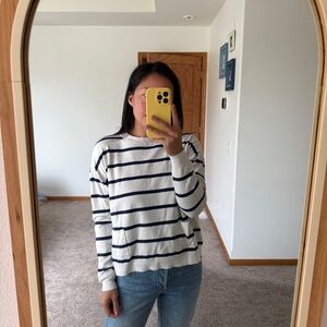 Vineyard Vines White Striped Pocket Sweater Size Medium